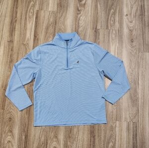 NEW FootJoy DriRelease French Terry 1/4 Zip Mens L Blue Striped River Rock Storm